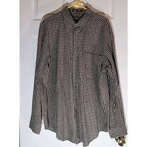 BRANDINI le collezioni Mens Brown Black Plaid Cotton LG Dress Shirt